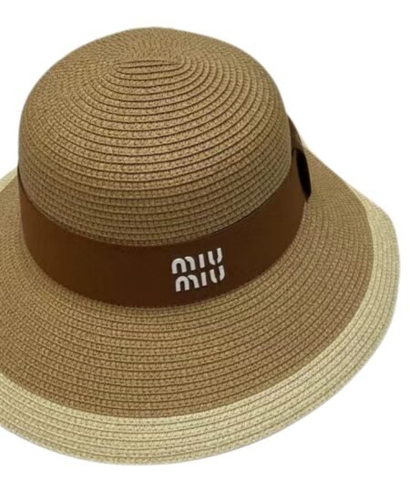 Alternative view of Miu Miu Wide Brim Sun Hat Raffia Dark Beige For Women 57cm/22.4in