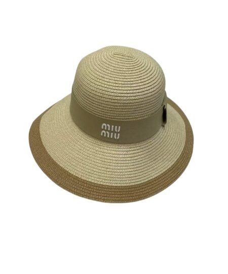 Alternative view of Miu Miu Wide Brim Sun Hat Raffia Beige For Women 57cm/22.4in