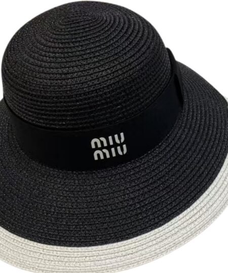 Alternative view of Miu Miu Wide Brim Sun Hat Raffia Black For Women 57cm/22.4in