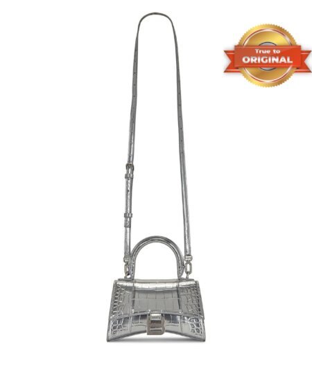 Alternative view of [True-to-ORIGINAL] Balenciaga XS Hourglass Top Handle Bag Metallic Silver For Women 19cm/7.5in 592833-1S4CY-8110