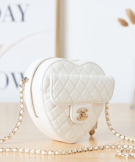 Alternative view of [True-to-ORIGINAL] Chanel Mini Heart Bag White For Women 7in/18cm AS3191 B07958 10601