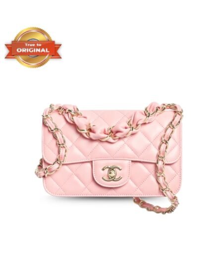 [True-to-ORIGINAL] Chanel Mini Flap Bag Gold-Tone Metal Light Pink For Women 20cm/7.9in – AS5670-B21344-U2360