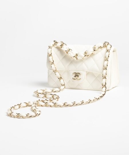 Alternative view of [True-to-ORIGINAL] Chanel Mini Flap Bag Gold-Tone Metal White For Women 20cm/7.9in – AS5670-B21344-U3527