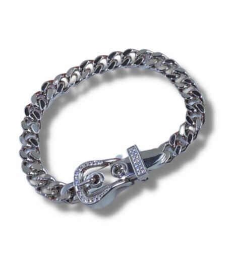 Hermes Gourmette Beaded Bracelet Silver