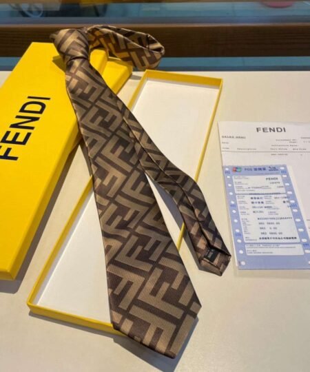 Alternative view of Fendi Tie Silk Necktie Brown For Men FXC023A003F13D6