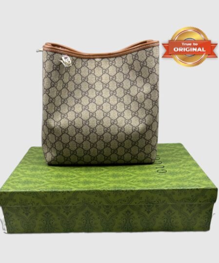 Alternative view of [True-to-ORIGINAL] GG Emblem Small Bucket Bag Beige And Brown For Women 25cm/9.8in – 815103 FAD6L 9758