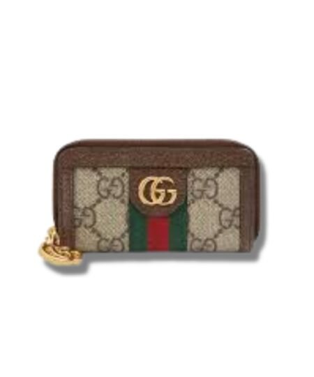 Gucci GG Supreme Ophidia Zipper Coin Purse/Card Beige For Women‎ 4.3in/11cm