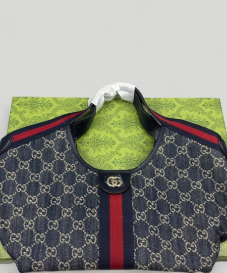 Alternative view of [True-to-ORIGINAL] Gucci Giglio Small Tote Bag Blue And White GG Denim For Women 9.8in/25cm ‎860845 FAFRW 8864