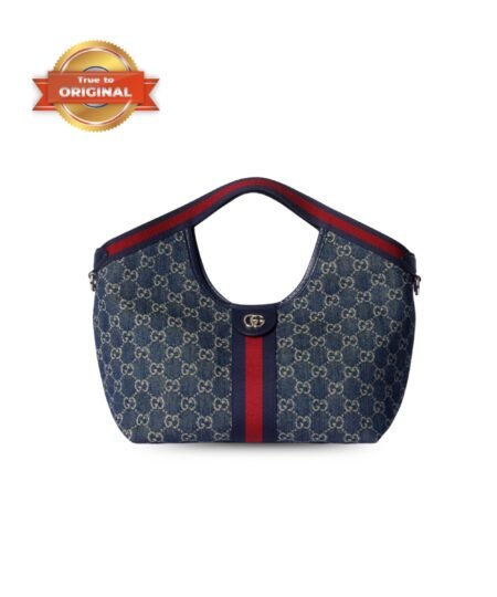 [True-to-ORIGINAL] Gucci Giglio Small Tote Bag Blue And White GG Denim For Women 9.8in/25cm ‎860845 FAFRW 8864