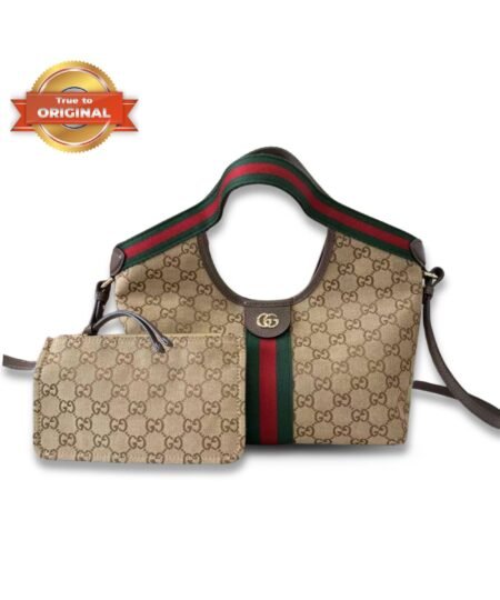 [True-to-ORIGINAL] Gucci Giglio Small Tote Bag Beige And Dark Brown For Women 9.8in/25cm ‎860845 AAF8L 2547