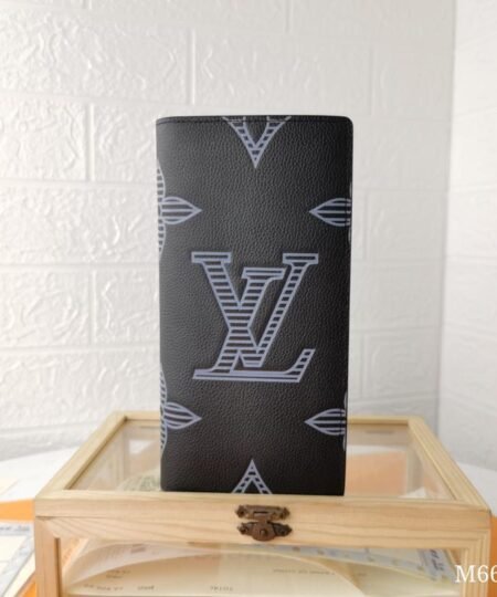Louis Vuitton Brazza Wallet Taurillon Shadow For Men, Men’s Wallet 7.5in/19cm LV