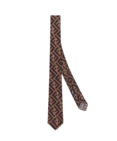Fendi Tie Silk Necktie Brown For Men