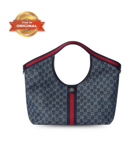 [True-to-ORIGINAL] Gucci Giglio Large Tote Bag Blue And White GG Denim For Women 23.6in/60cm ‎853971 FAFFQ 8864