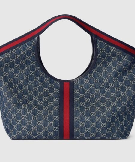 Alternative view of [True-to-ORIGINAL] Gucci Giglio Large Tote Bag Blue And White GG Denim For Women 23.6in/60cm ‎853971 FAFFQ 8864