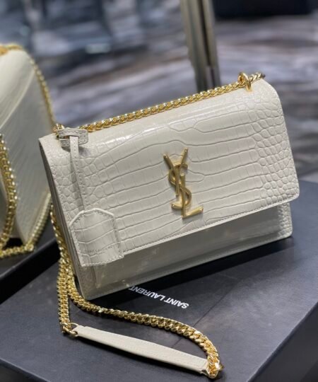 Alternative view of [True-to-ORIGINAL] Saint Laurent Sunset Medium Chain Bag For Women 8.6in/22cm White YSL 442906DND0J9207