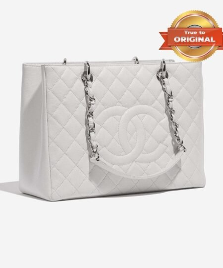 [True-to-ORIGINAL] Chanel Chain Tote Shoulder Bag White For Women 13in / 33cm A50995