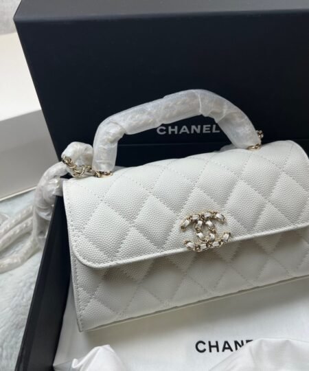 Alternative view of [True-to-ORIGINAL] Chanel Kelly Handle White Bag For Women 18.5cm/7.2in