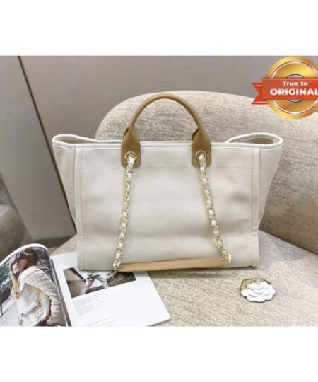 Alternative view of [True-to-ORIGINAL] Chanel Large Deauville Pearl Tote Bag White For Women 15in/38cm A66941
