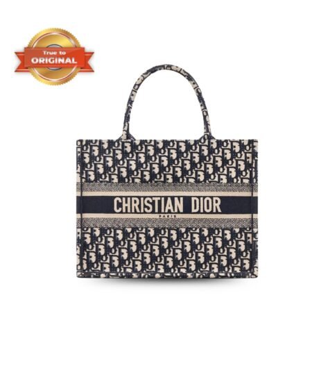 [True-to-ORIGINAL] Christian Dior Medium Dior Book Tote Bag Blue For Women 14in/36cm CD M1296ZRIW_M928