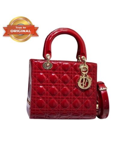[True-to-ORIGINAL] Christian Dior Lady Dior Medium Bag Red For Women 9.4in/24cm