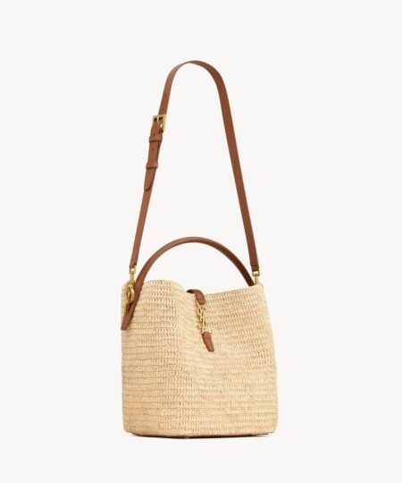 Alternative view of [True-to-ORIGINAL] Saint Laurent Le 37 In Woven Raffia And Vegetable-Tanned Beige For Women 9.8 Inches/ 25 Cm 773991GAAD72080