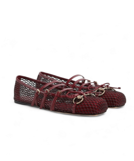 Gucci Horsebit Ballet Flat Red Mesh For Women 835077 FAEQZ 6207