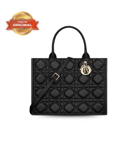 [True-to-ORIGINAL] Christian Dior Medium Dior Book Tote Black For Women 36.5cm/14.4in M1324OWHP_M900