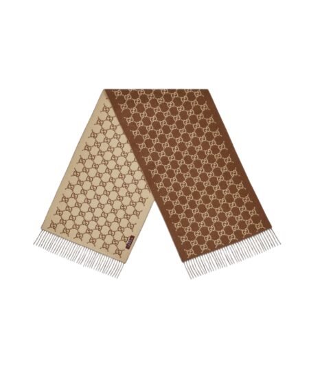 Gucci GG Scarf Brown And Beige 74.8in/190cm ‎812317 3GAC0 2379