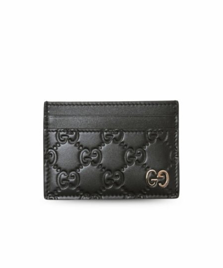 Gucci Signature Card Case Black Metal Hardware For Men 4in/10cm GG ‎473927 CWC1N 1000