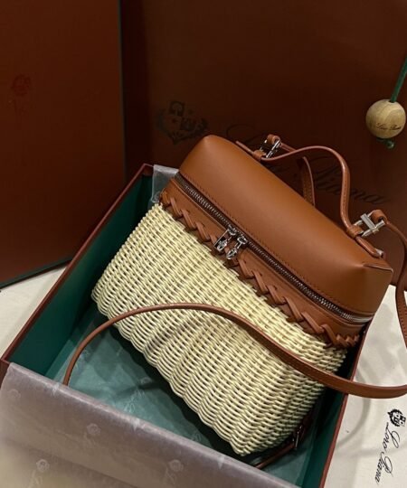 Alternative view of [True-to-ORIGINAL]Loro Piana Extra Pocket L19 North-South Wicker Malt/deep Kummel Bag For Women 6.9 in/17.5 cm FAN5321 B3PK