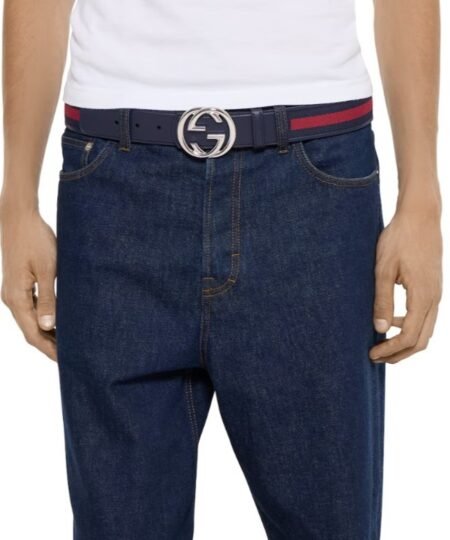 Alternative view of Gucci Reversible Belt With Interlocking G Buckle Blue/Red 38mm For Men 849862 CWLST 4050