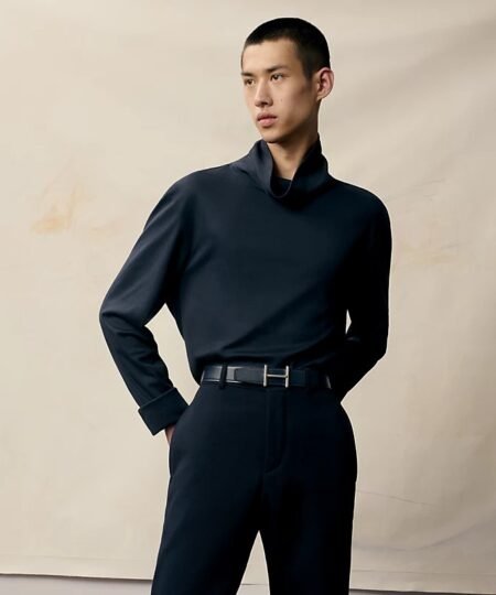 Alternative view of Hermès Hisseo Belt Buckle And Reversible Leather Strap 32 mm Noir/Orange For Men H011772UP82