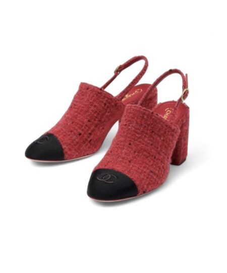Chanel Tweed Slingbacks Red For Women G46865-B22419-U4533