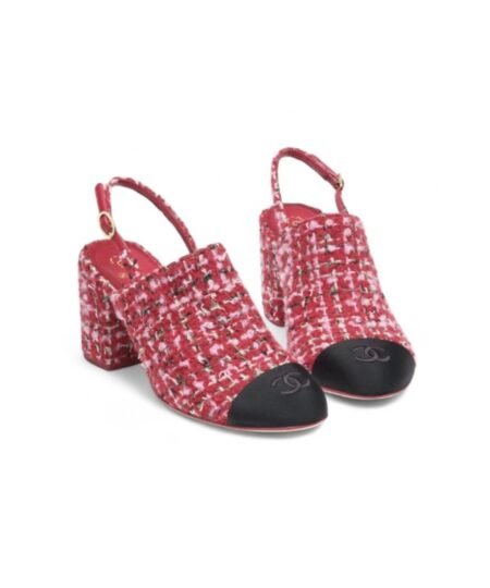 Chanel Tweed Slingbacks Red For Women G46865-B22421-U4536