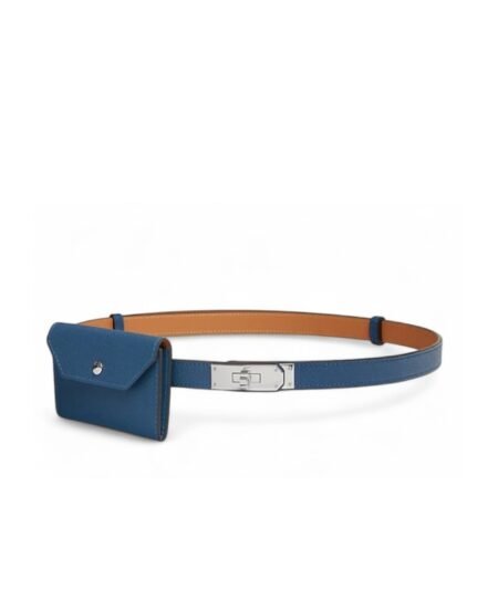 Hermes Kelly Pocket 18 Belt Bleu Tie For Women H081120CKP5
