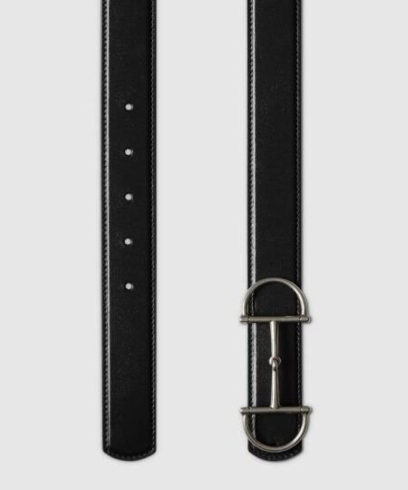 Alternative view of Gucci Reversible Leather Belt With Horsebit Black/Dark Grey 28mm 847273 0YATC 1082