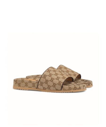Gucci Men’s Beige & Brown-GG Slide Sandals For Men 624695 H6320 9763