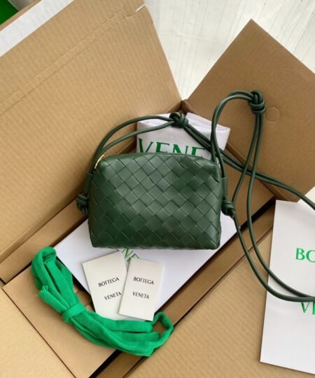Bottega Veneta Mini Loop Camera Bag Dark Green, For Women, Women’s Bags 6.7in/17cm