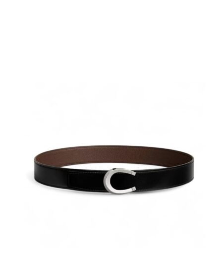 Hermès Luck Belt Buckle Reversible Leather Strap 38mm Noir/Chocolat For Men H010412CK05