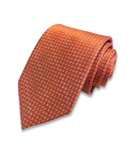 Hermes Elegent Orange Silk Tie For Men