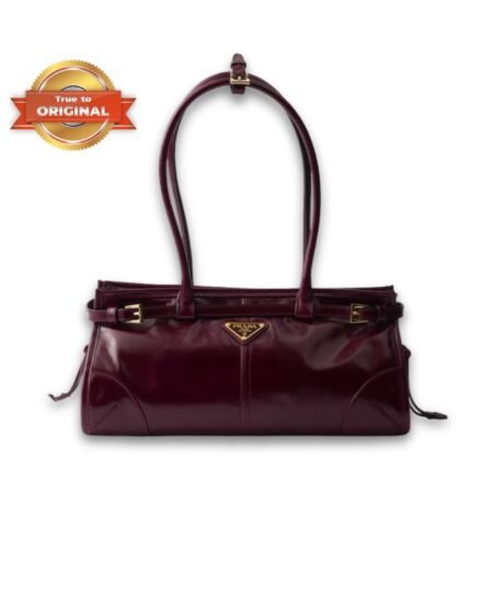 [True-to-ORIGINAL] Prada Bonnie Medium Shoulder Bag Burgundy 32cm/13in – 1BA426_2CYR_F0LV7_V_MOO