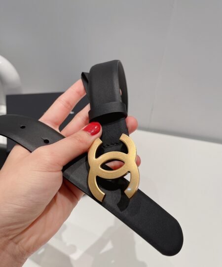 Alternative view of Chanel Gold Tone Interlocking C Buckle Belt Black For Women