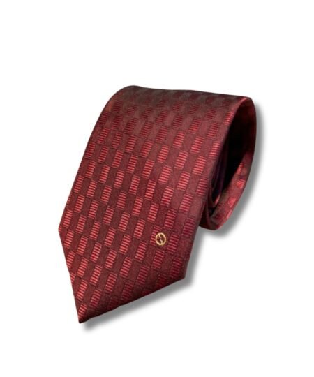Gucci Geometric Pattern Silk Tie Red For Men