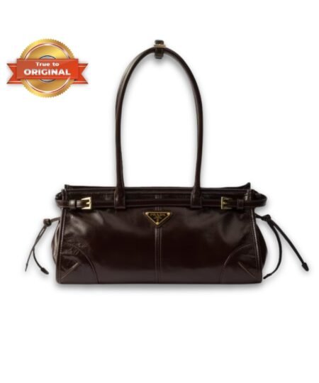 [True-to-ORIGINAL] Prada Bonnie Medium Shoulder Bag Dark Brown 32cm/13in – 1BA426_2CYR_F01D6_V_MOO