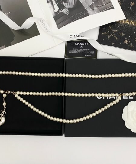 Alternative view of Chanel 24 Milky White Heart Shaped Pearl Waist Necklace For Women