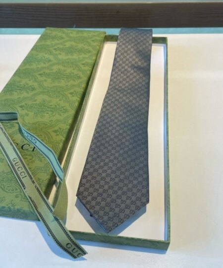 Alternative view of Gucci Monogram Interlocking G Jacquard Dark Grey Tie For Men