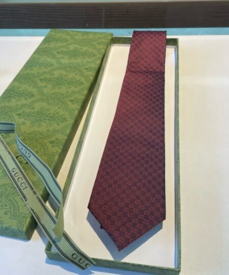 Alternative view of Gucci Monogram Interlocking G Jacquard Burgundy Tie For Men