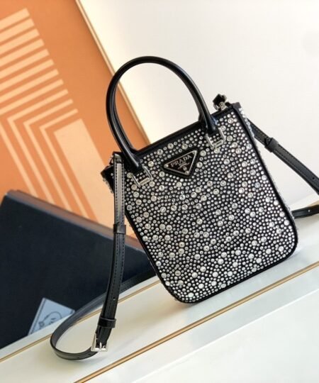 Alternative view of Prada Small Tote Bag With Crystals Sliver Tone For Women 5.9 in / 15 cm