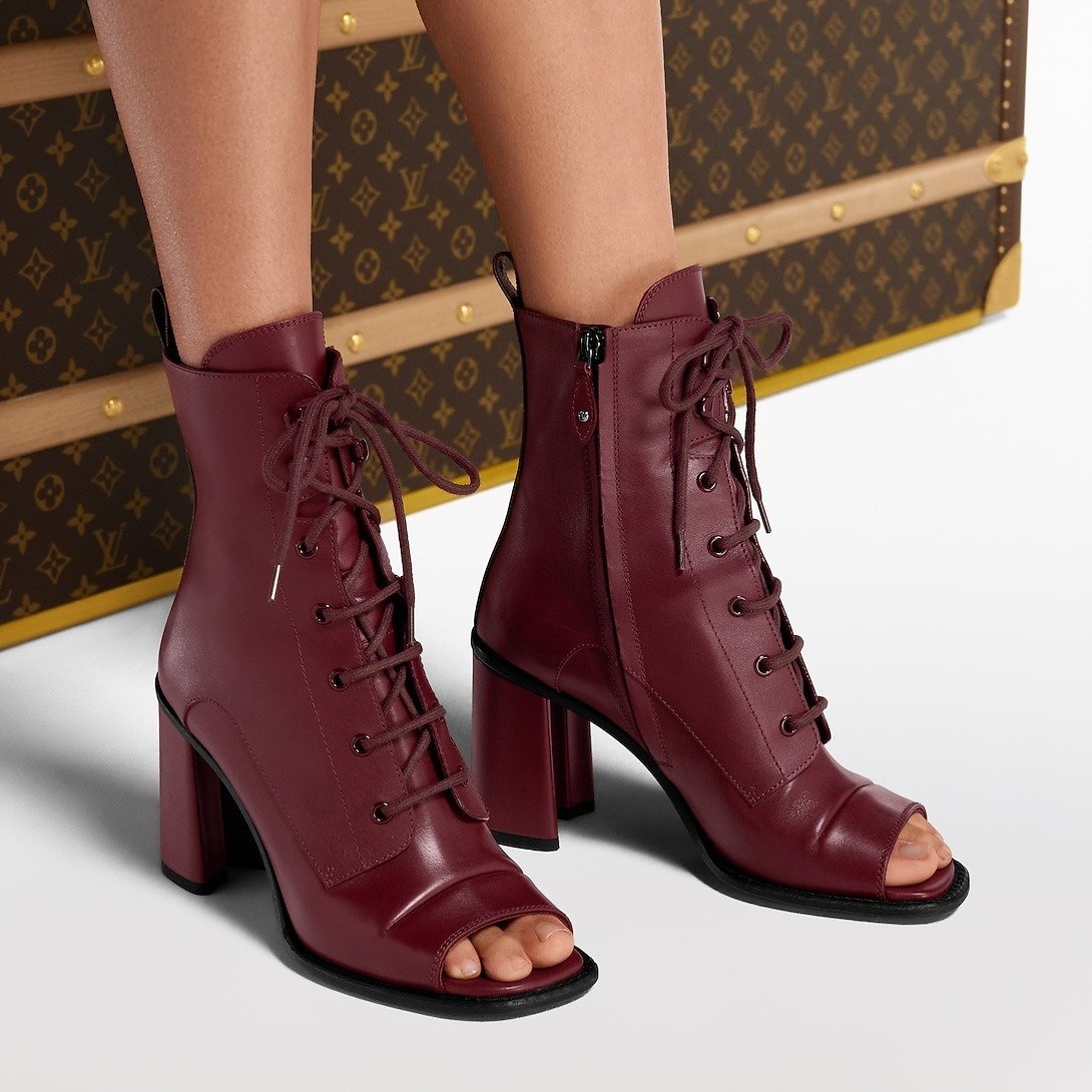 Louis Vuitton Berlin Open Toe Ankle Boot Bordeaux Red For Women 1AICLT - Image 9