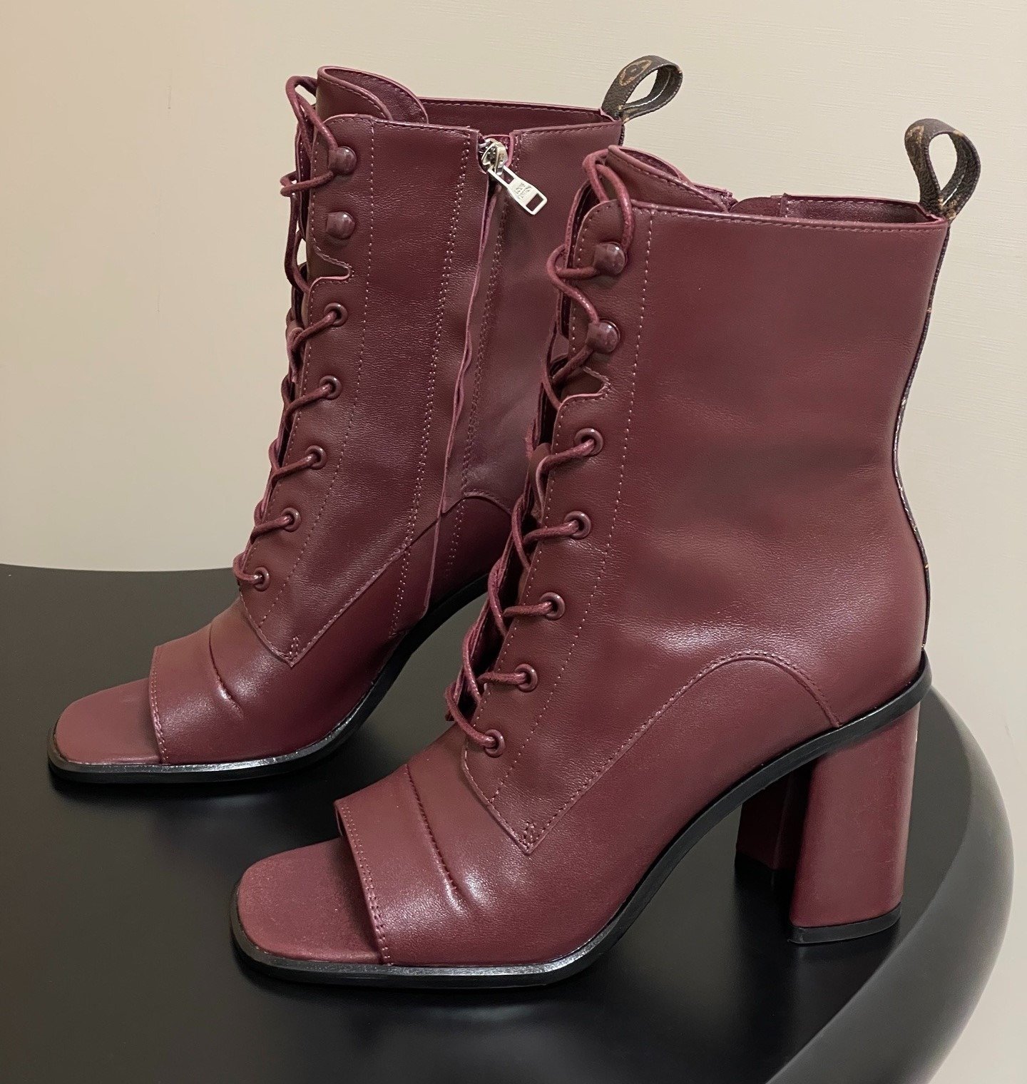 Louis Vuitton Berlin Open Toe Ankle Boot Bordeaux Red For Women 1AICLT - Image 11